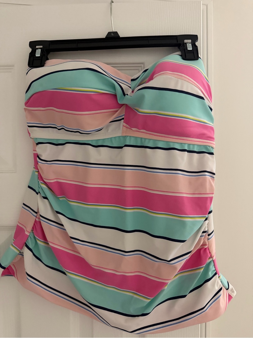 Striped Bandeau Swimdress in Mint, Pink, Peach & Navy